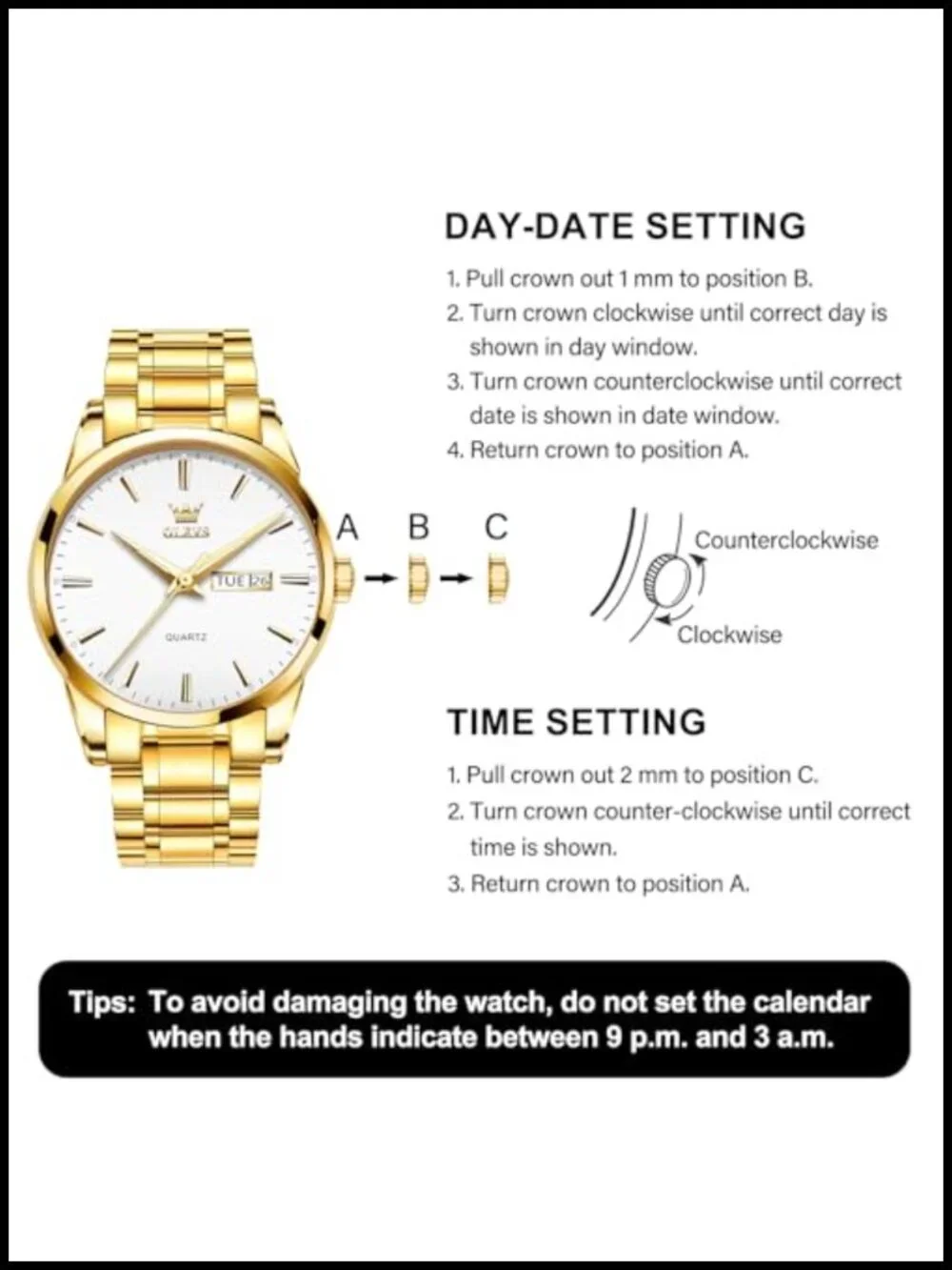 Men's Luxury Stainless Steel Watch Big Face Dress Analog Date